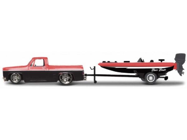 Chevrolet 1500 1987 + TRAILER WITH BASS BOAT- Escala 1:64