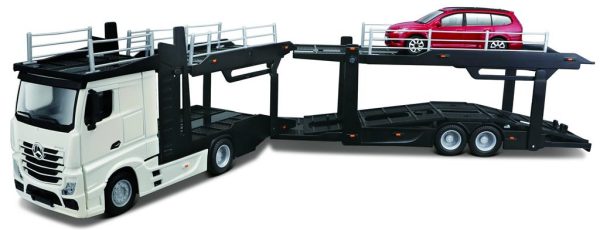 MERCEDES BENZ ACTROS 2545 MULTICAR CARRIER + FORD FOCUS 2016 -Escala  1:43