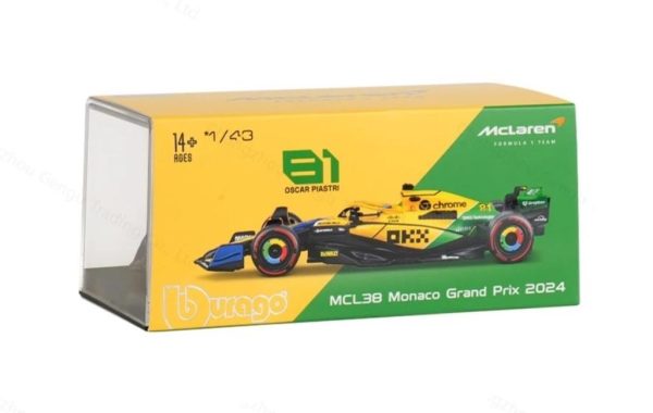 Mclaren MCL 38 #81 OSCAR PIASTRI 2nd MONACO GP - SENNA 30th ANNIVERSARY LIVERY 2024 With Helmet Escala - 1:43 - Image 2